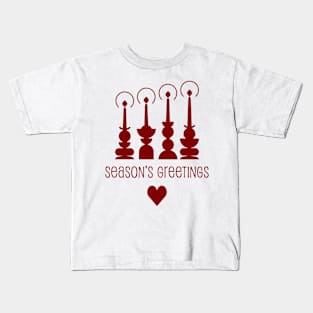 Traditional Christmas candlelights Scandinavian  retro style , season’s Greetings. Kids T-Shirt